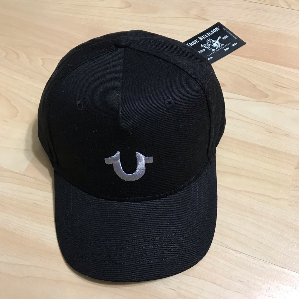 True Religion White Horseshoe Logo Baseball Cap Mens Strapback Hat New